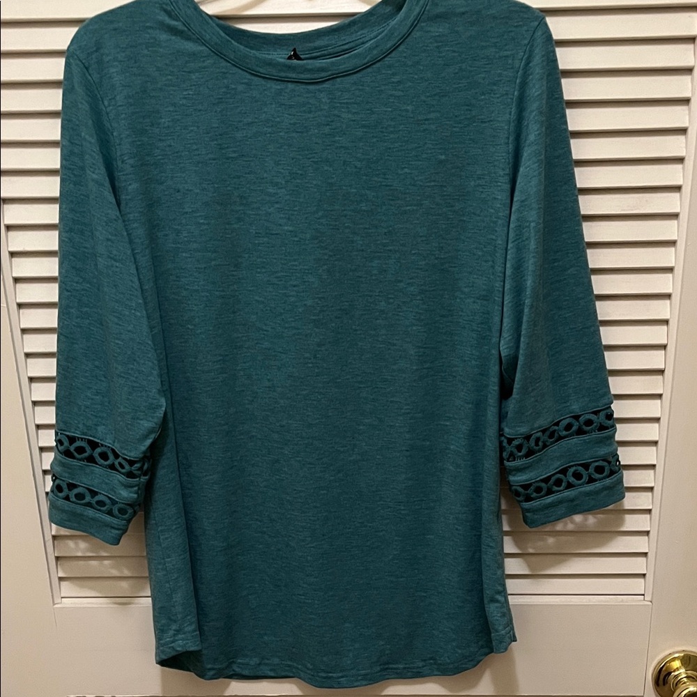 Teal Women's Top with Lace Detail